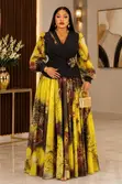 Wrap-Front Belted Maxi Dress with Bishop Sleeve - 2