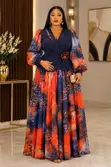 Wrap-Front Belted Maxi Dress with Bishop Sleeve - 3