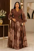 Wrap-Front Belted Maxi Dress with Bishop Sleeve - 4