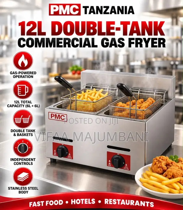 PMC Deep Fryer ya Gesi Mara Mbili 12L - 1