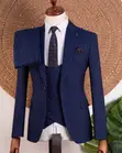 Premium 3-Piece Turkey Suit - Navy Blue - Joselino - 1