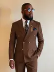 Mario Casas Men's Two-Piece Brown Suit - 1