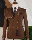 Mario Casas Men's Two-Piece Brown Suit - 3