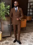 Mario Casas Men's Two-Piece Brown Suit - 4