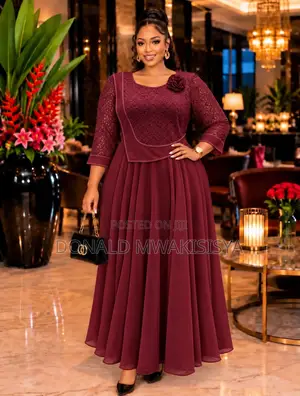 Premium Turkey Classy Dress - Wine/Burgundy