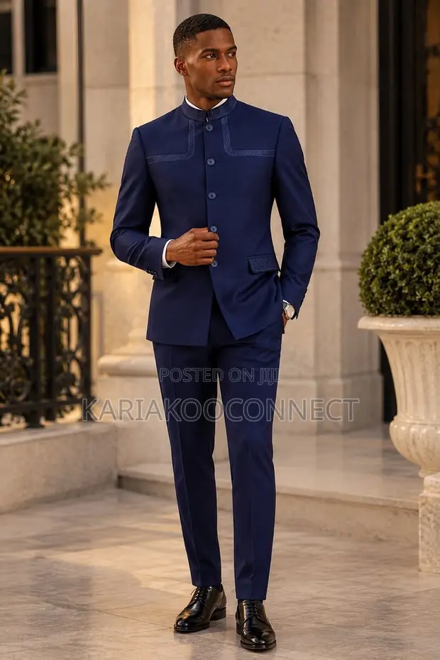 Mandarin Collar 2-Piece Suit - 1