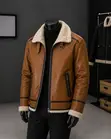 Pilot Leather Jacket with Fur Collar - Turkey - 2
