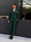 Suti ya BOSS Kijani Giza Double-Breasted na Tai ya Plaid - 1