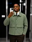 Jaketi la Corduroy la Kifalme - Rangi ya Mint Green & Sky Grey - 1