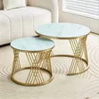 Elegant Home Coffee Table - 2 Pieces, Glass Top - 2