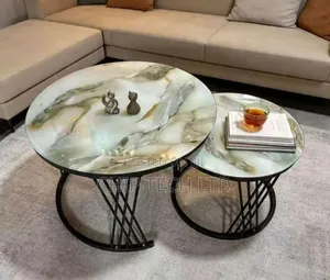 Meza ya Kahawa Elegant Home - Vipande 2, Kioo Juu