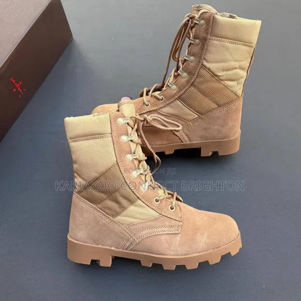 Khaki Military Combat Boots - Brand New - 1