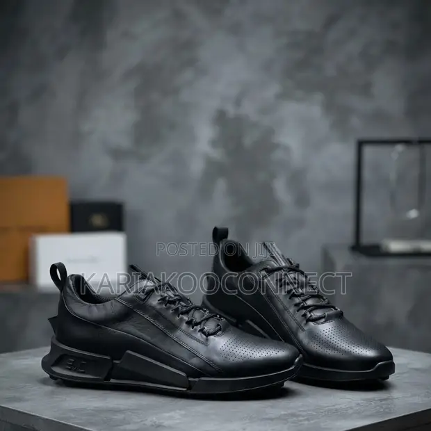 Perforated Leather Lace-up Sneakers - 1