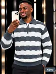 Sweater ya Nusu Zipi yenye Michirizi - Uturuki Premium - 4