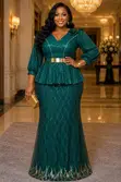 Luxury Sequin Peplum Skirt Set - Turkey - 2