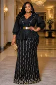 Luxury Sequin Peplum Skirt Set - Turkey - 3