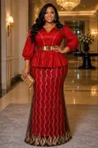Luxury Sequin Peplum Skirt Set - Turkey - 4