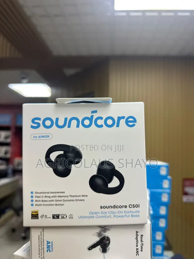 Anker Soundcore C50i Vipuli vya Masikioni vya Klipu za Masikio - Nyeusi - 1