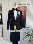 Ricardo Turkey Classic Black Tuxedo Suit with Satin Lapel - 1