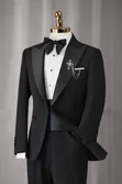 Ricardo Turkey Classic Black Tuxedo Suit with Satin Lapel - 2