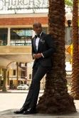 Ricardo Turkey Classic Black Tuxedo Suit with Satin Lapel - 4