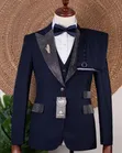 Premium Navy Blue Three-Piece Suit - 1