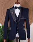 Premium Navy Blue Three-Piece Suit - 2