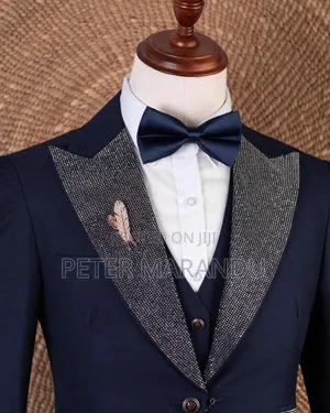 Premium Navy Blue Three-Piece Suit
