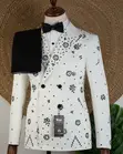 Joselino White Edition Suit - Double Breasted with Flower Stones - 1