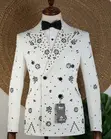 Joselino White Edition Suit - Double Breasted with Flower Stones - 2