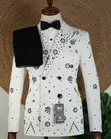 Joselino White Edition Suit - Double Breasted with Flower Stones - 3