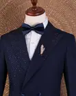 Navy Blue Stoned Luxury Suit - 1