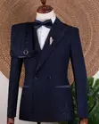 Navy Blue Stoned Luxury Suit - 2