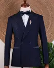 Navy Blue Stoned Luxury Suit - 4