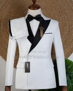 Joselino White Tuxedo with Black Lapel