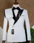 Joselino White Tuxedo with Black Lapel - 1