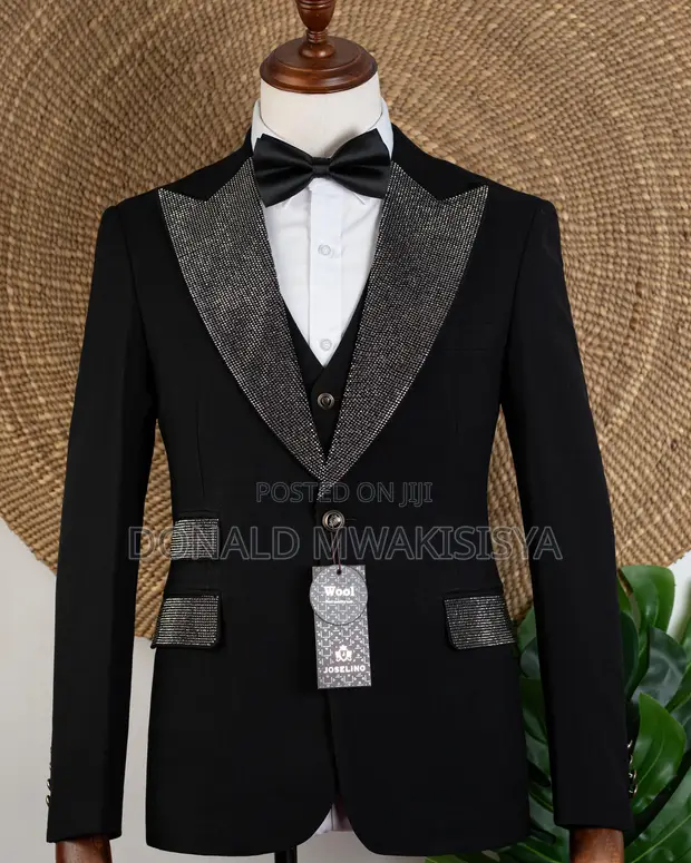 Joselino Black Stoned Lapel Tuxedo - 1