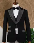 Joselino Black Stoned Lapel Tuxedo - 1