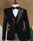 Joselino Black Stoned Lapel Tuxedo - 2