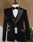 Joselino Black Stoned Lapel Tuxedo - 4