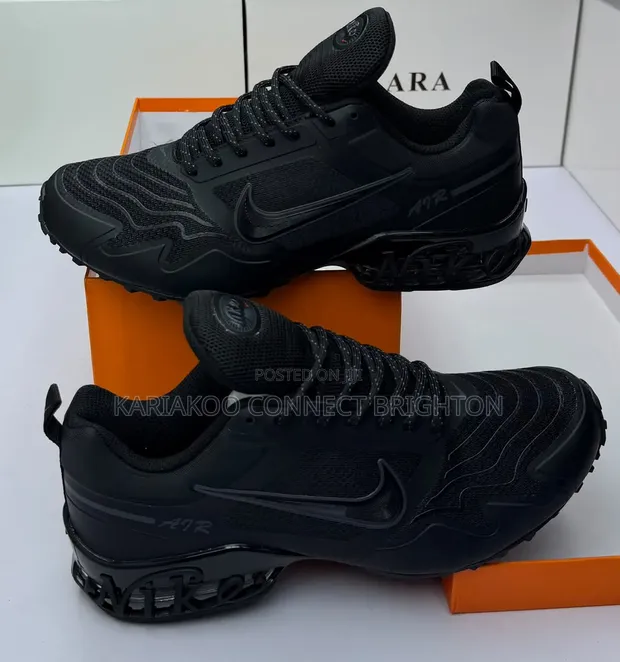 Nike Air Sneakers - Black & Metallic Red - 1