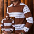 Ralph Lauren Brown & White Striped Long-Sleeve Polo Shirt - 1