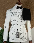 Premium White Double-Breasted Floral Tuxedo Suit - 1