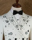Premium White Double-Breasted Floral Tuxedo Suit - 4