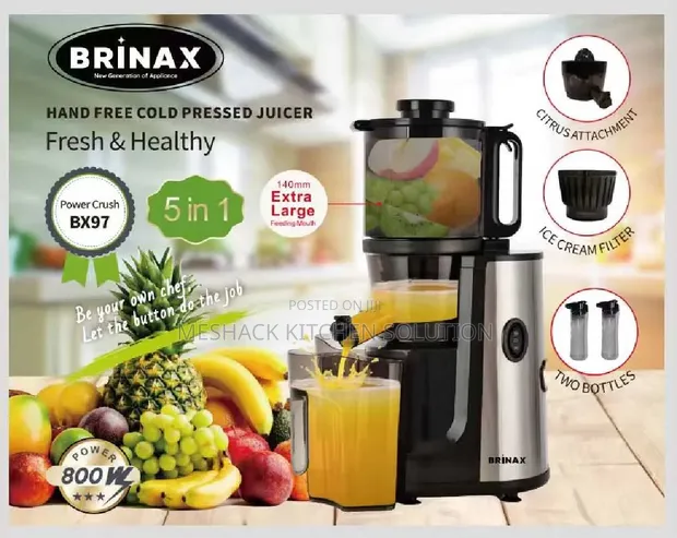 Brinax BX97 5-in-1 Cold Pressed Juicer 800W - 1