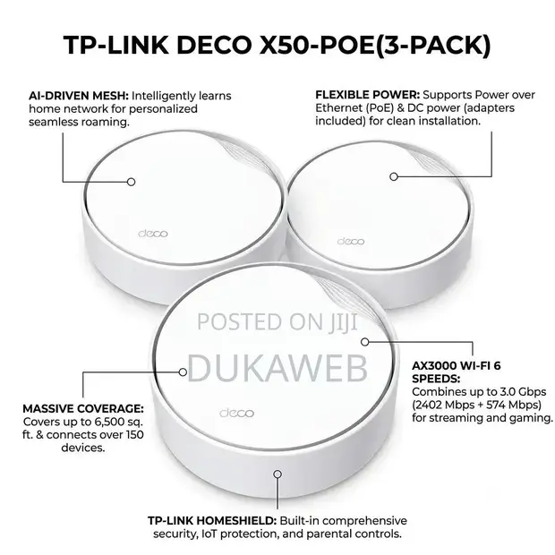 TP-Link Deco X50-PoE (3-Pack) AX3000 Wi-Fi 6 Mesh System - 1