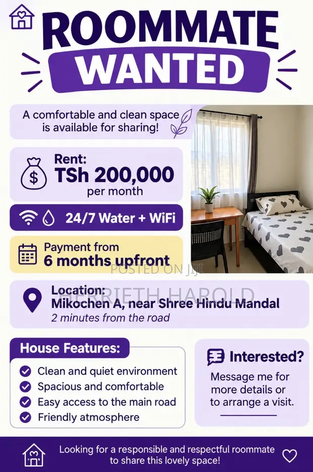 1 Bedroom Apartment for Rent in Mikocheni - 1