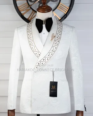 Daro Men's White & Black Embellished Formal Suit