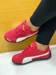 Puma Red and White Low-Profile Sneakers - 1