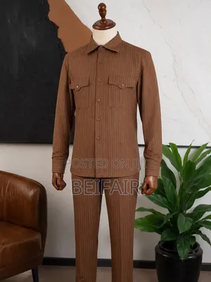 Brown Kaunda Suit with Strips